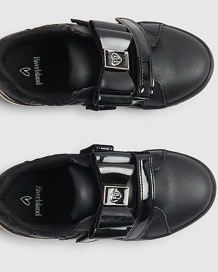 Mini Girls Black Interchangeable Bow Trainers