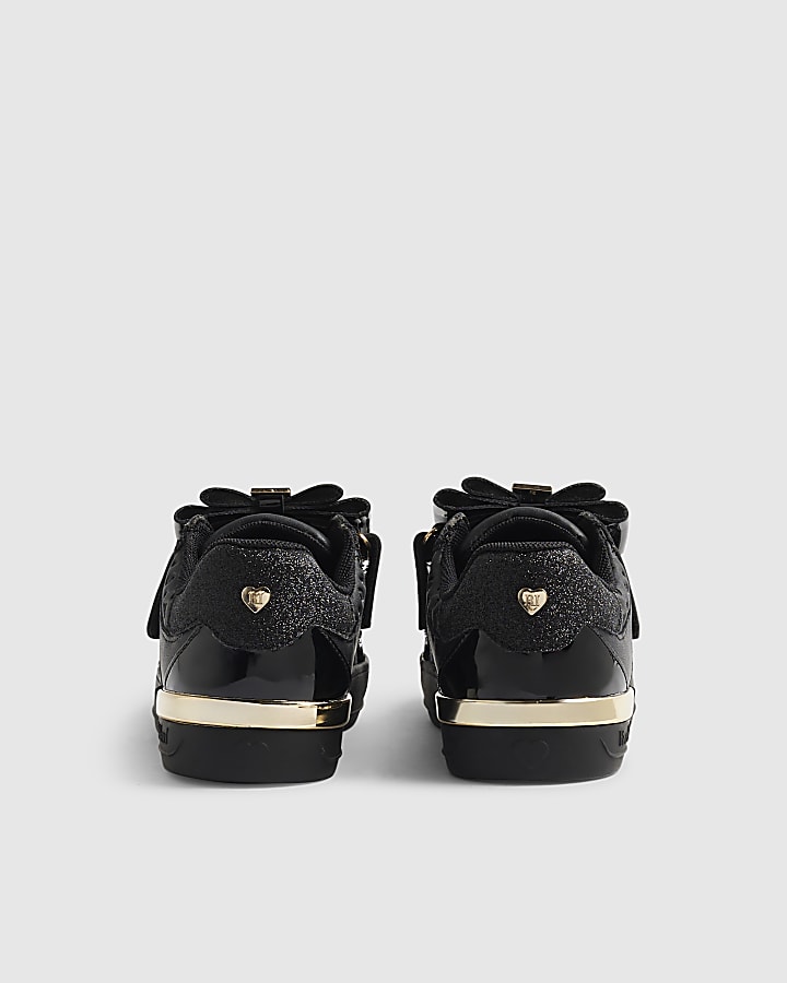 Mini Girls Black Interchangeable Bow Trainers
