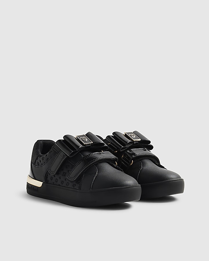 Mini Girls Black Interchangeable Bow Trainers