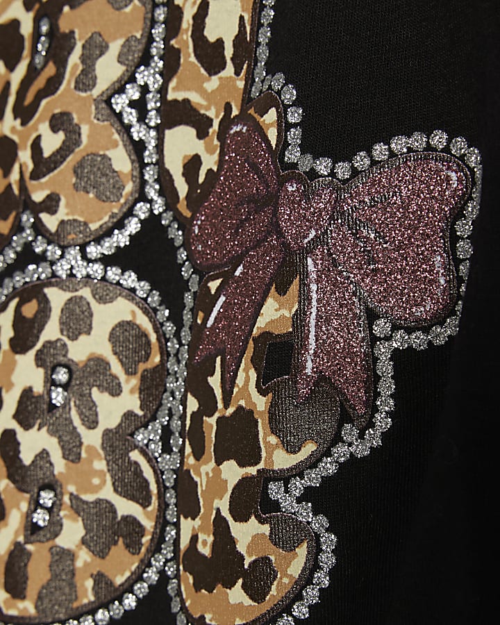 Girls Black Cool Vibes Print T-shirt