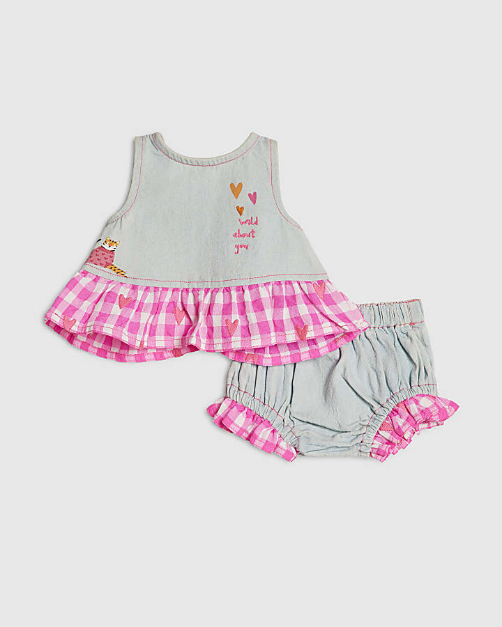 Baby Girl Blue Denim Hybrid Tiger Set