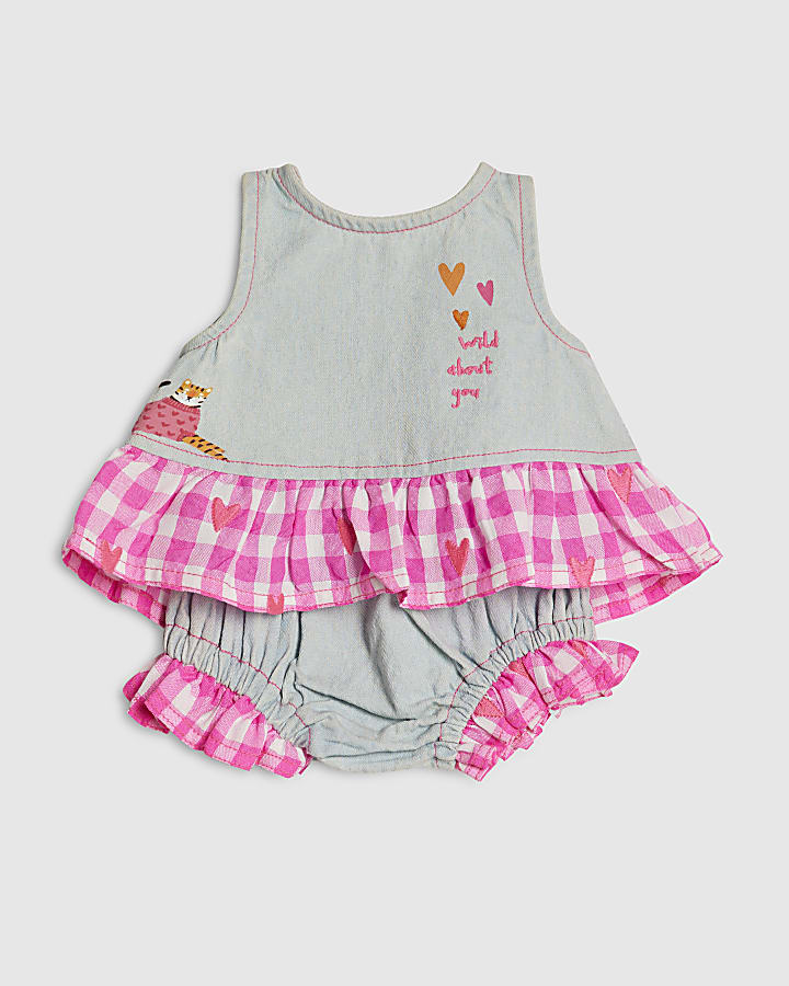 Baby Girl Blue Denim Hybrid Tiger Set
