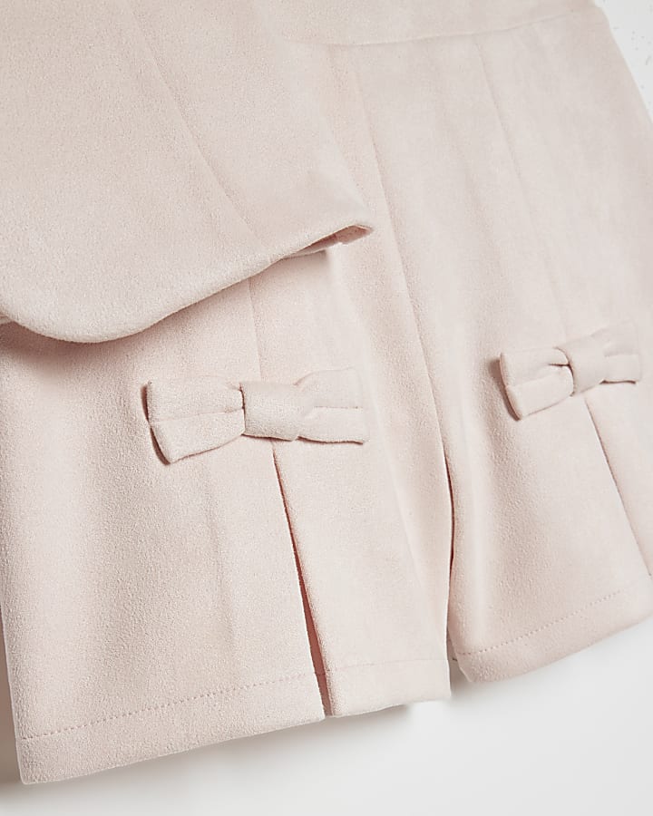 Girls Pink Faux SuedeWaistcoat Set