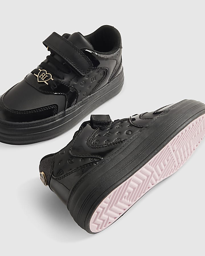 Girls Black Plimsole Trainers