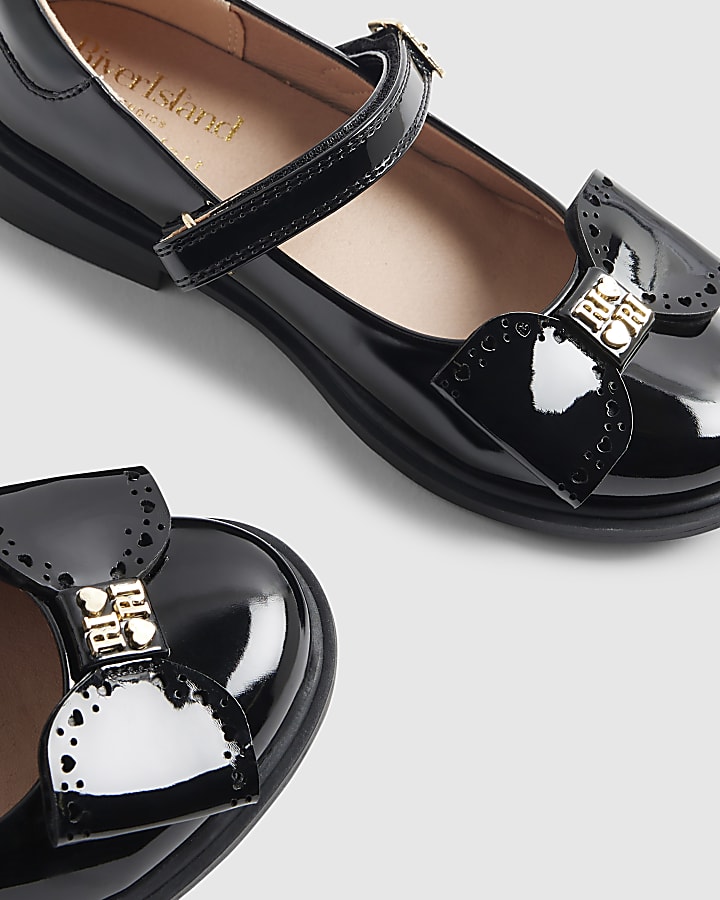 Girls Black Bow Ballet Shoes