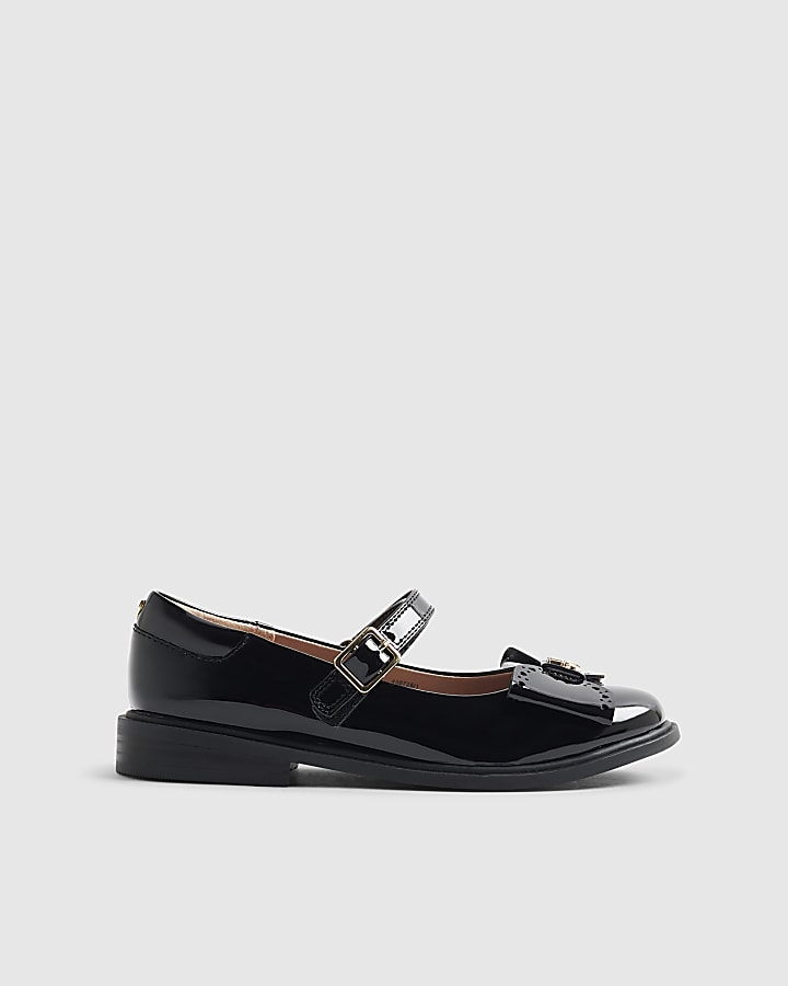 Girls Black Bow Ballet Shoes