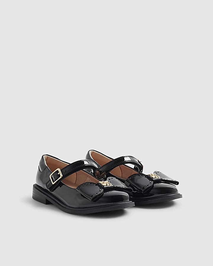 Girls Black Bow Ballet Shoes