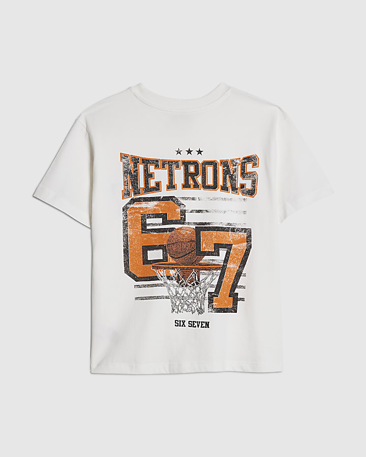 Boys White 67 Basketball T-Shirt