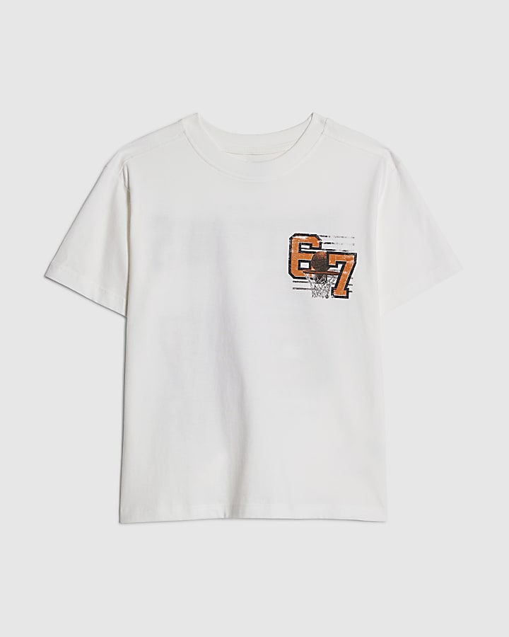 Boys White 67 Basketball T-Shirt