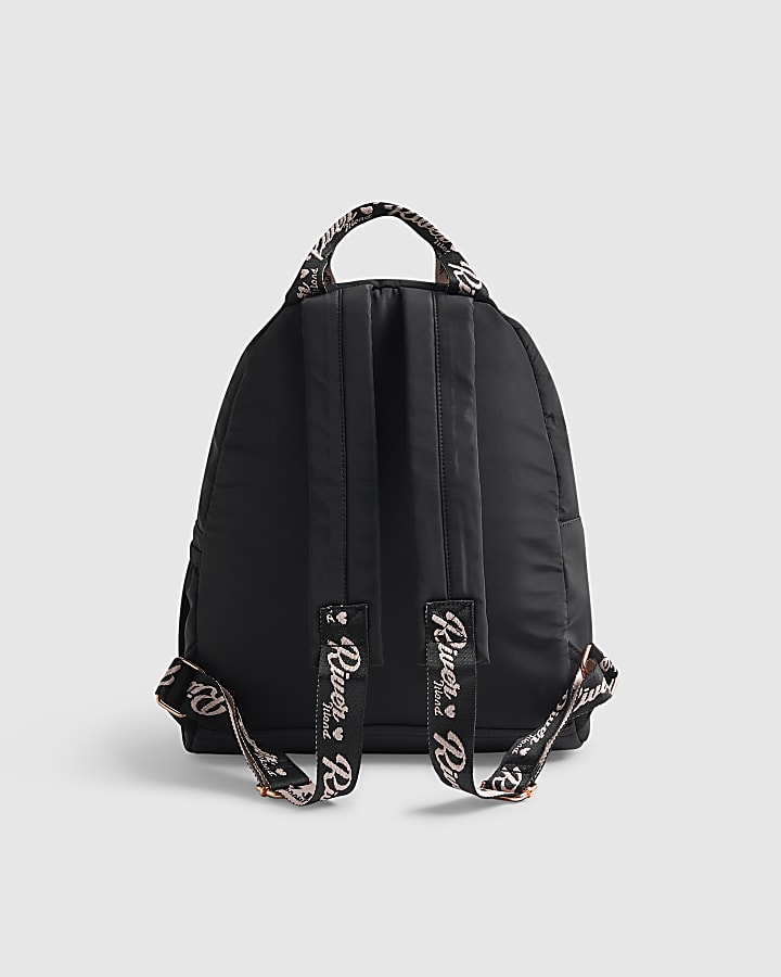 Girls Black Quilted Backpack and Pencil Case