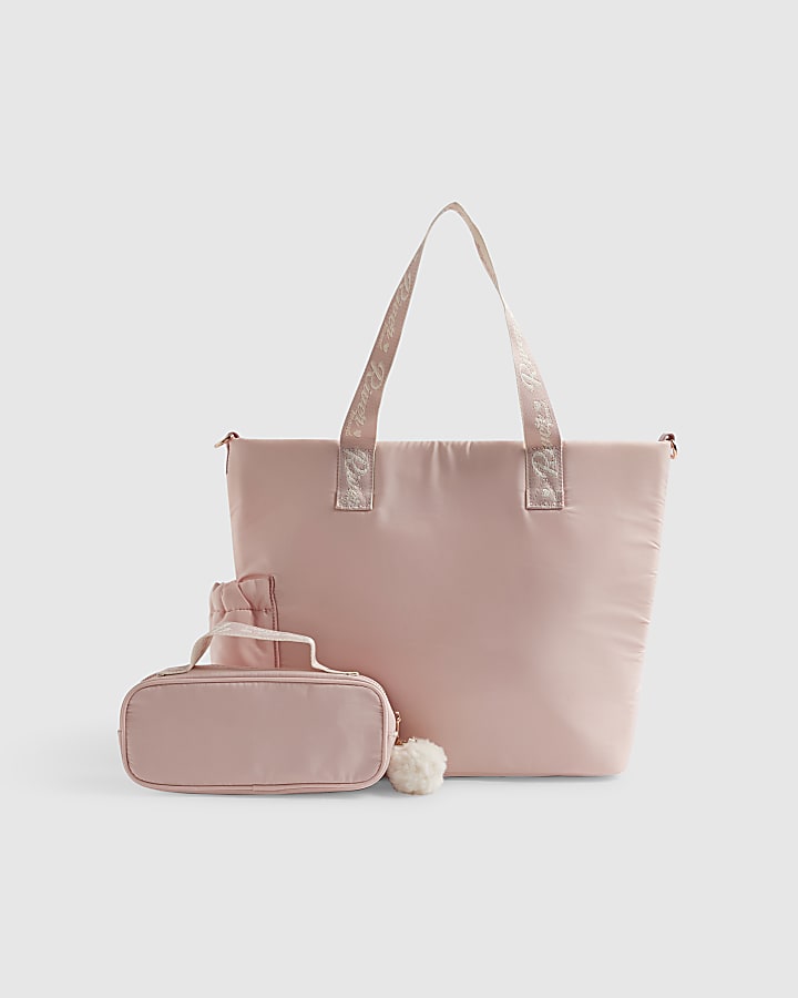 Girls Pink Shopper Bag And Pencil Case Bundle
