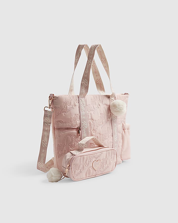 Girls Pink Shopper Bag And Pencil Case Bundle