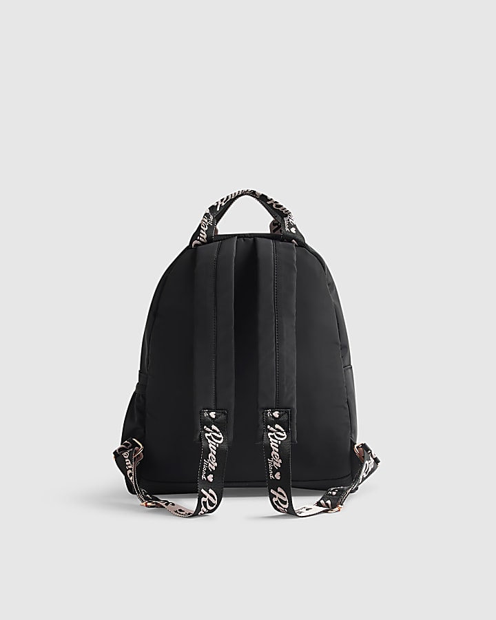 Girls Black Quilted Backpack And Lunchbox Set