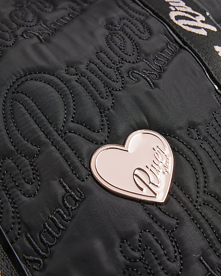 Girls Black Nylon Quilted Shopper Bag