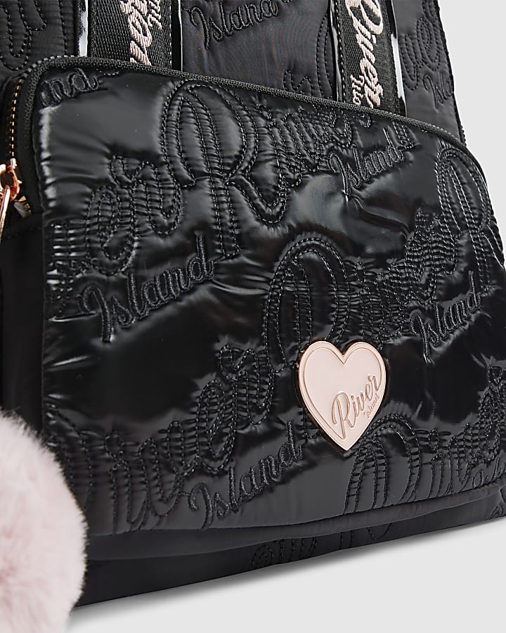 Girls Black RI Quilted Backpack