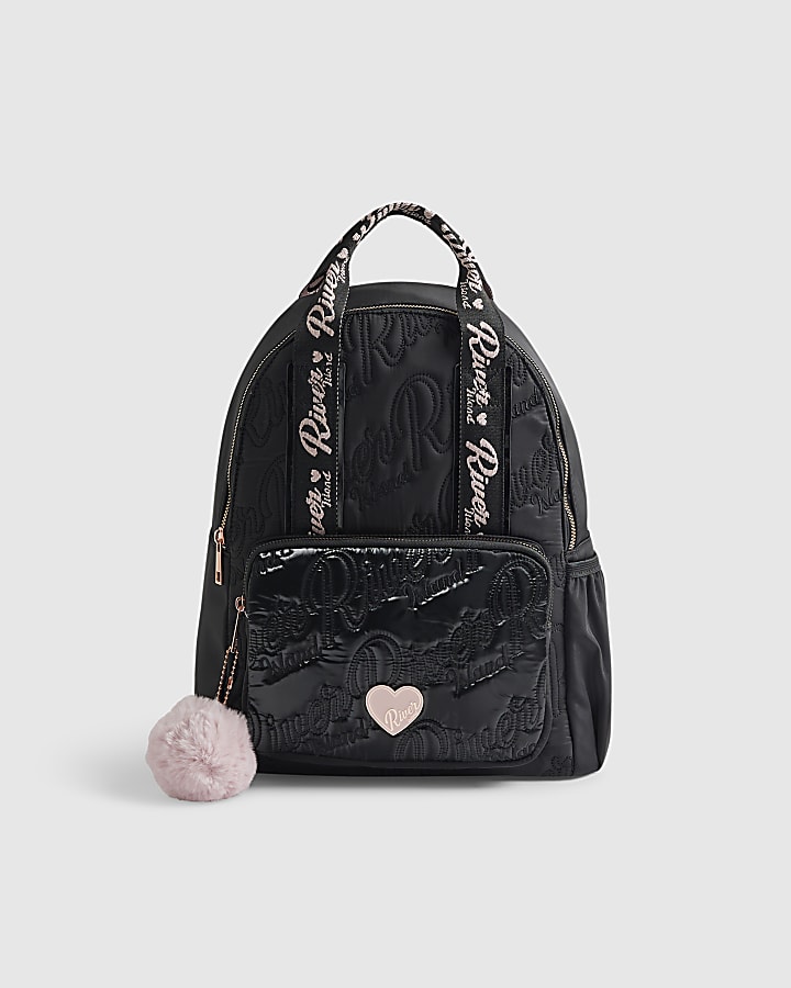 Girls Black RI Quilted Backpack
