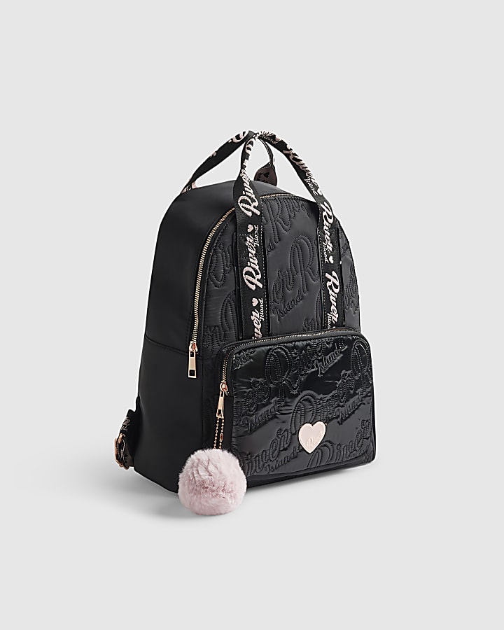Girls Black RI Quilted Backpack