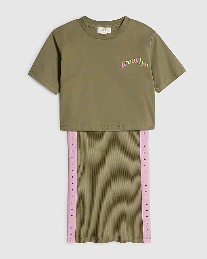 Girls Khaki Brooklyn T-Shirt Dress