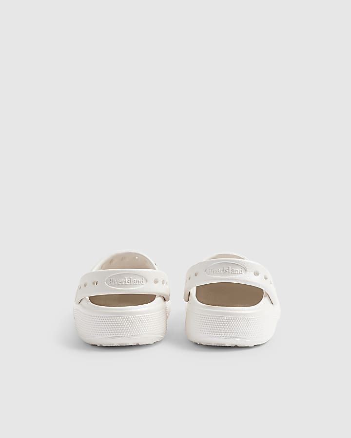 Girls White Charm Clogs