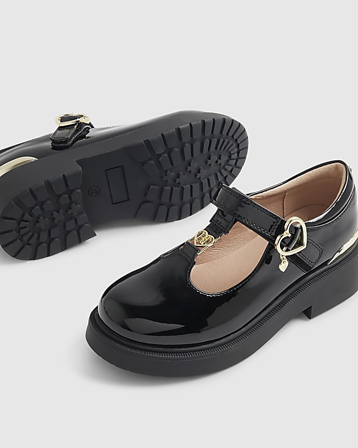 Girls Black Chunky T-Bar Mary Jane Shoes