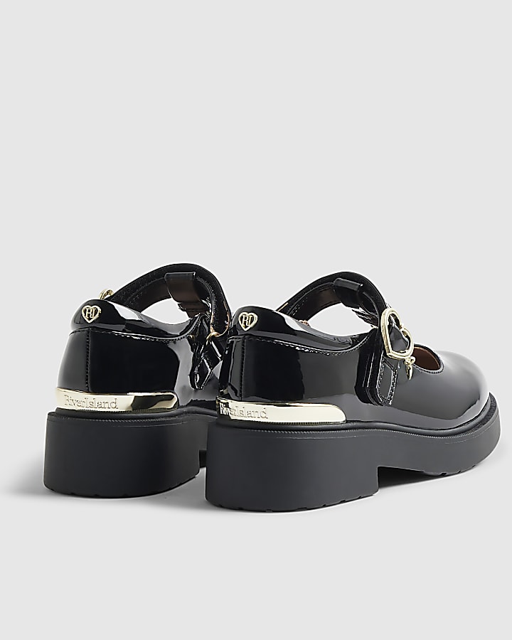 Girls Black Chunky T-Bar Mary Jane Shoes