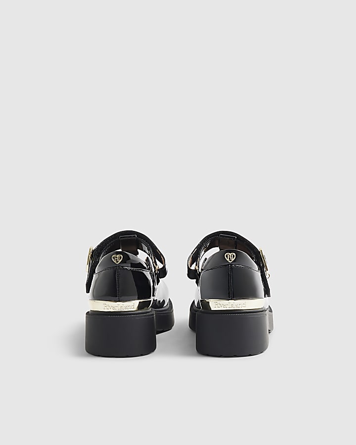 Girls Black Chunky T-Bar Mary Jane Shoes