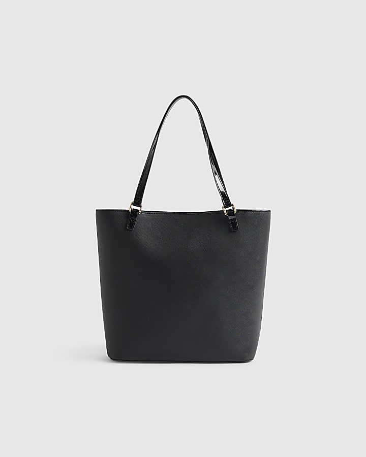 Black Faux Leather Shopper Bag Bundle Of 3
