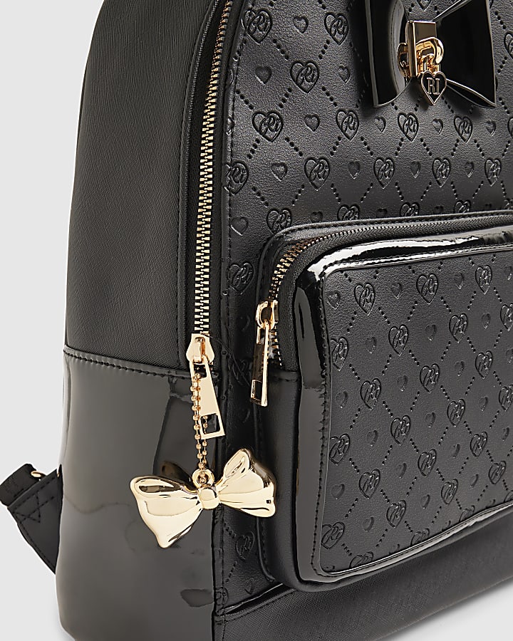 Girls Black Faux Leather Backpack Bundle Of 3