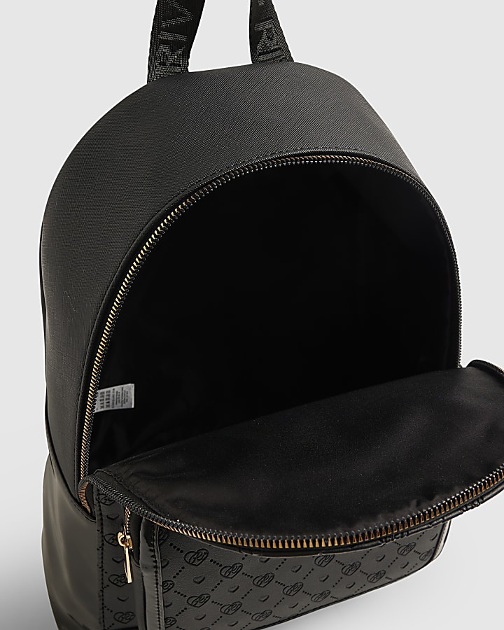 Girls Black Faux Leather Padlock Bow Backpack