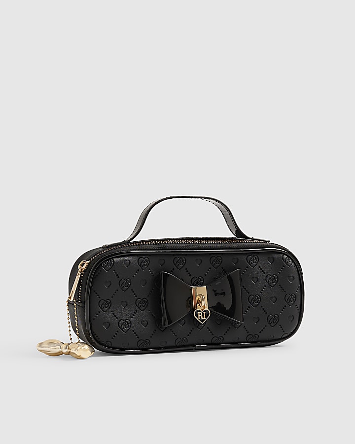 Girls Black Padlock Bow Pencil Case