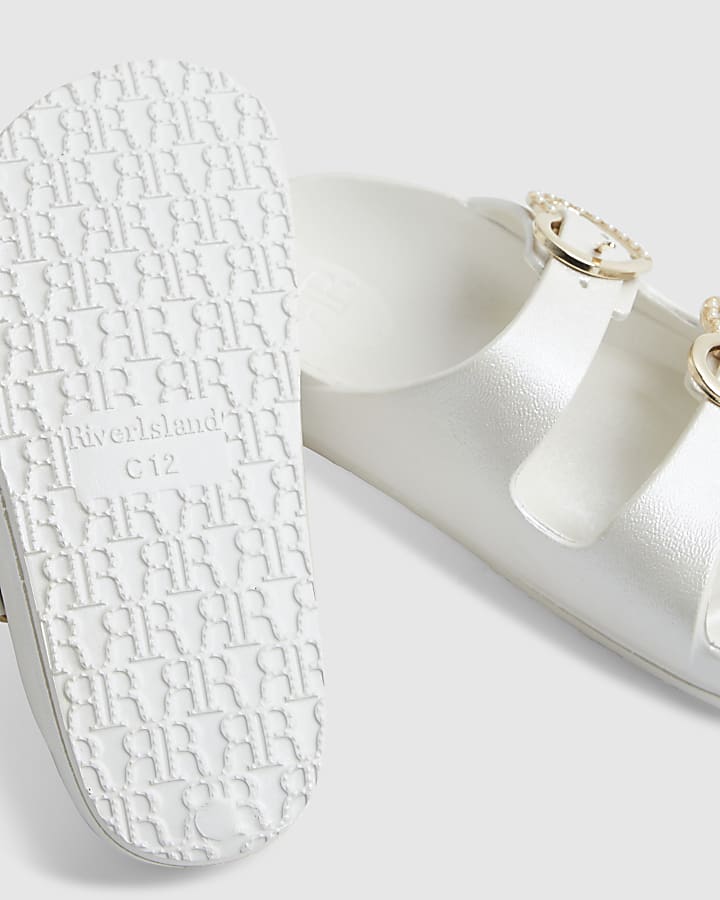 Girls White Double Strap Moulded Sandals