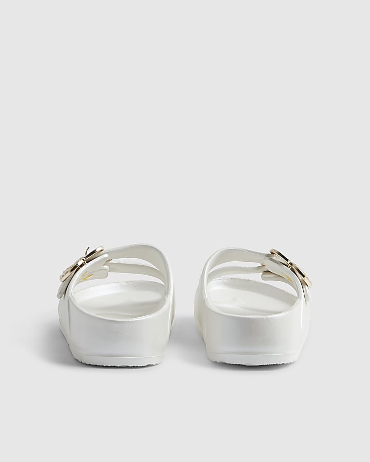 Girls White Double Strap Moulded Sandals