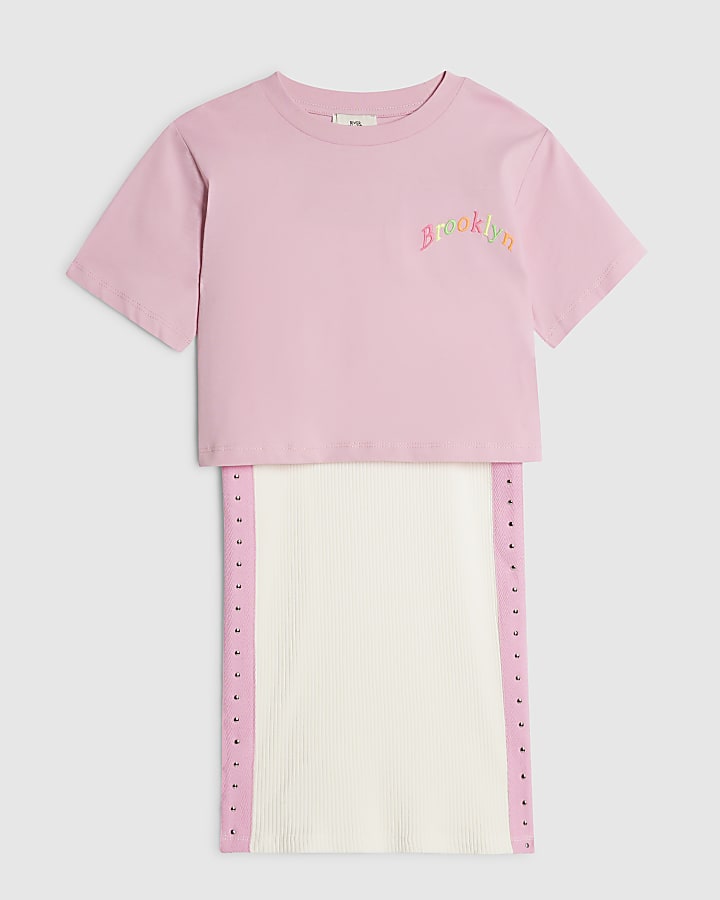 Girls Pink Brooklyn T-Shirt Dress
