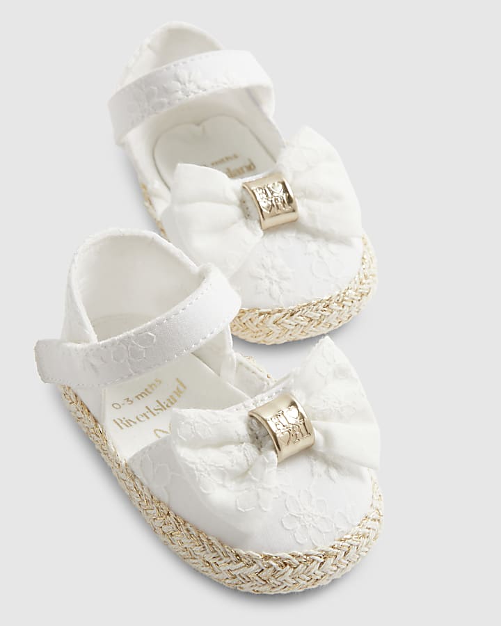 Baby Girls White Broderie Espadrilles