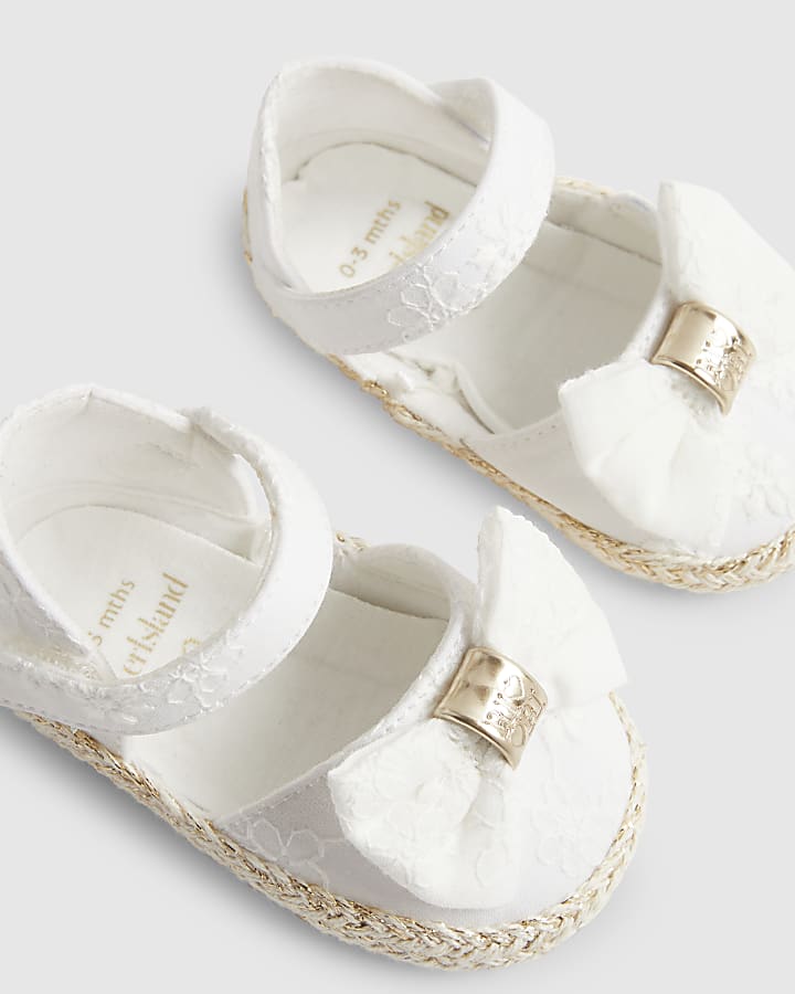 Baby Girls White Broderie Espadrilles