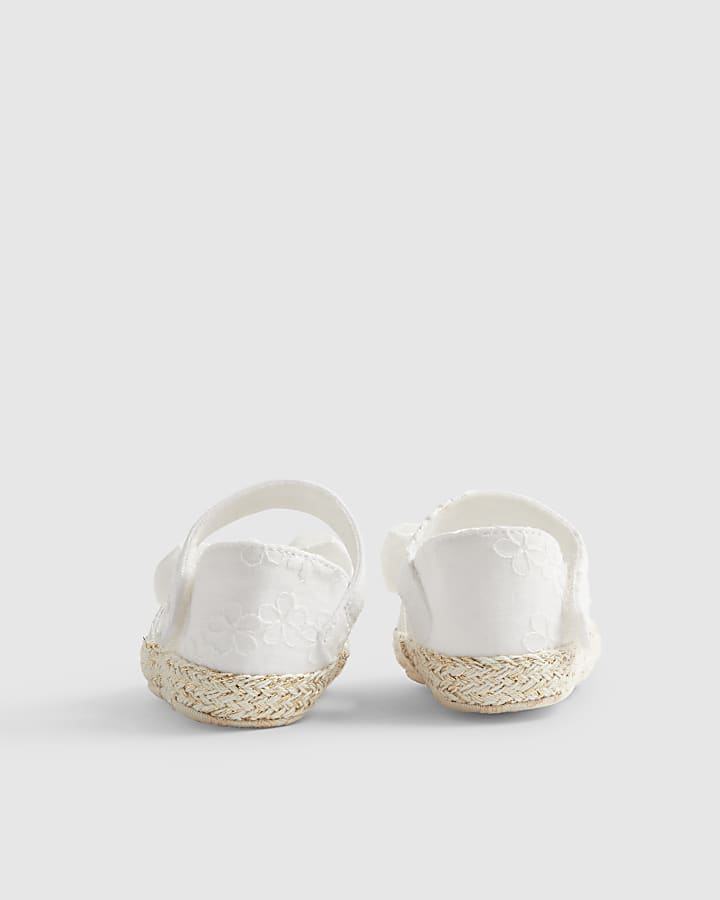 Baby Girls White Broderie Espadrilles
