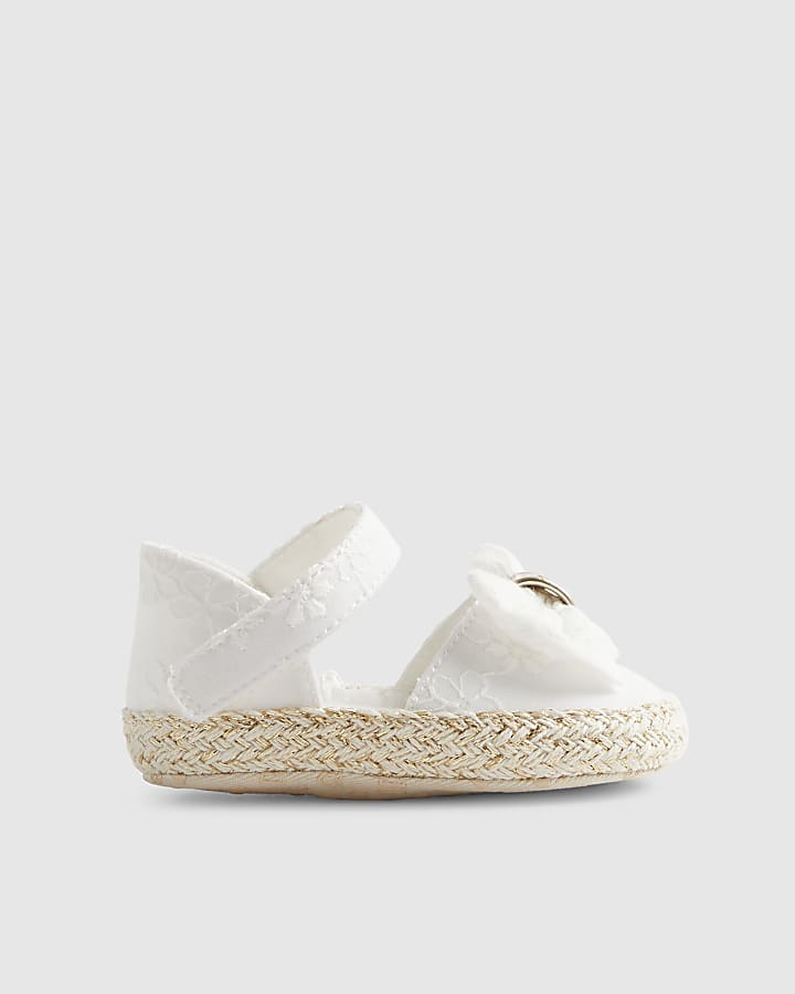 Baby Girls White Broderie Espadrilles