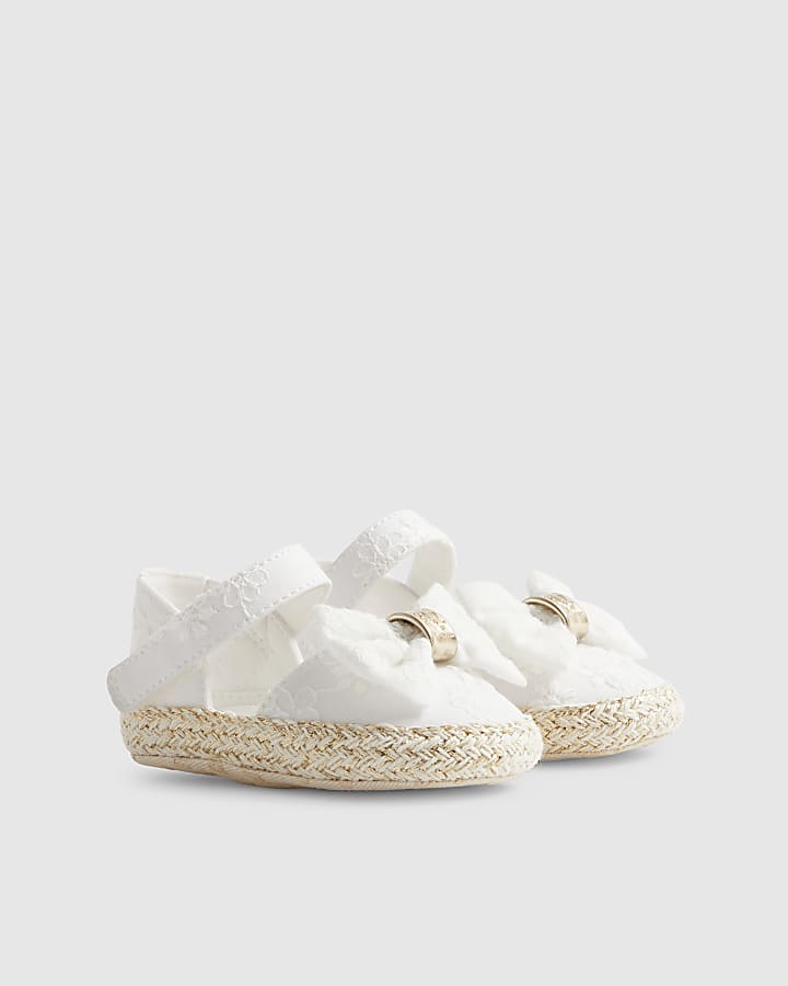 Baby Girls White Broderie Espadrilles