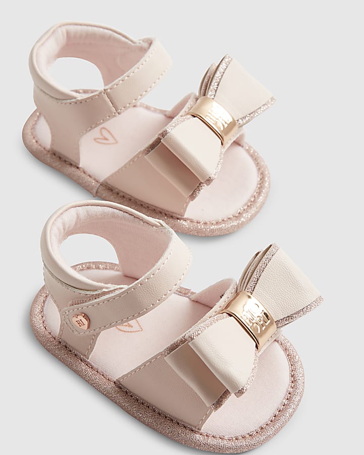 Baby Girls Pink Bow Shimmer Sandals