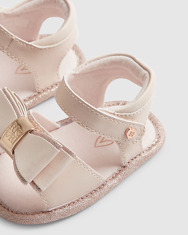 Baby Girls Pink Bow Shimmer Sandals
