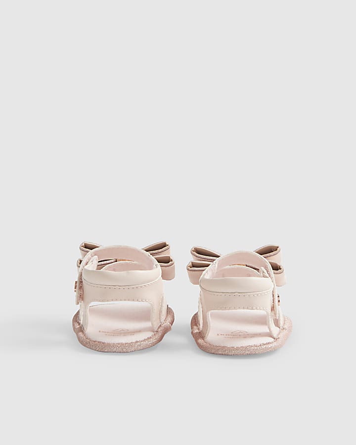 Baby Girls Pink Bow Shimmer Sandals