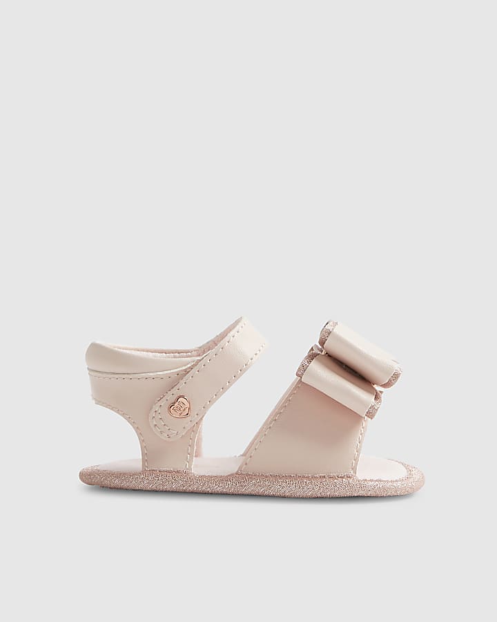 Baby Girls Pink Bow Shimmer Sandals