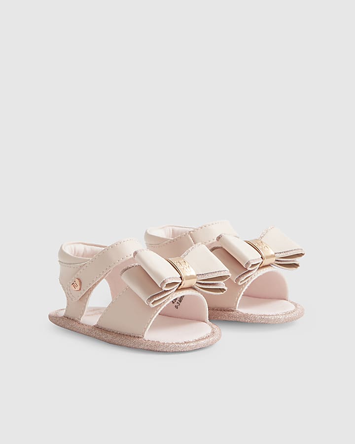 Baby Girls Pink Bow Shimmer Sandals