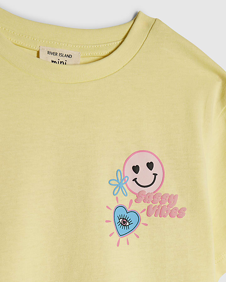 Mini Girls Yellow Sassy Vibes Shorts Set