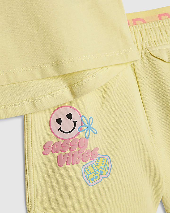 Mini Girls Yellow Sassy Vibes Shorts Set