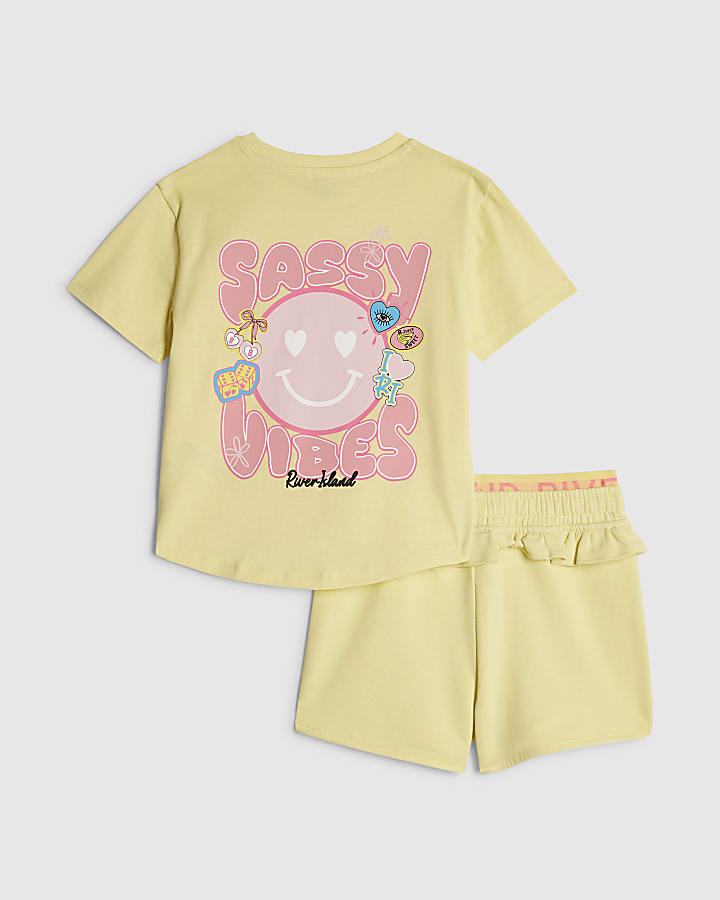 Mini Girls Yellow Sassy Vibes Shorts Set