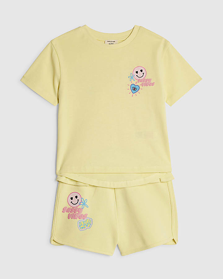 Mini Girls Yellow Sassy Vibes Shorts Set