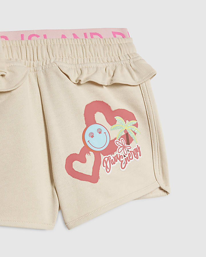 Mini Girls Cream Iconic Vibes Shorts Set