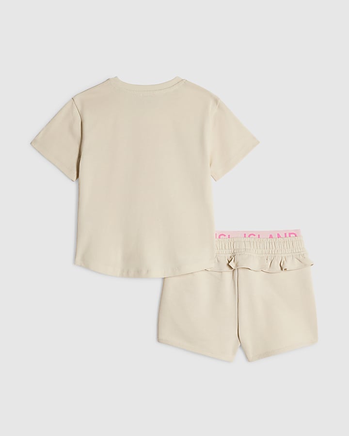 Mini Girls Cream Iconic Vibes Shorts Set