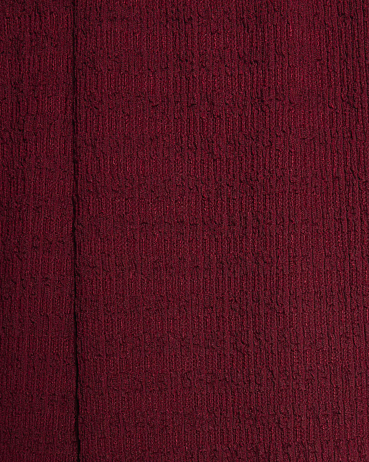 Girls Red Ruched Textured T-Shirt Set